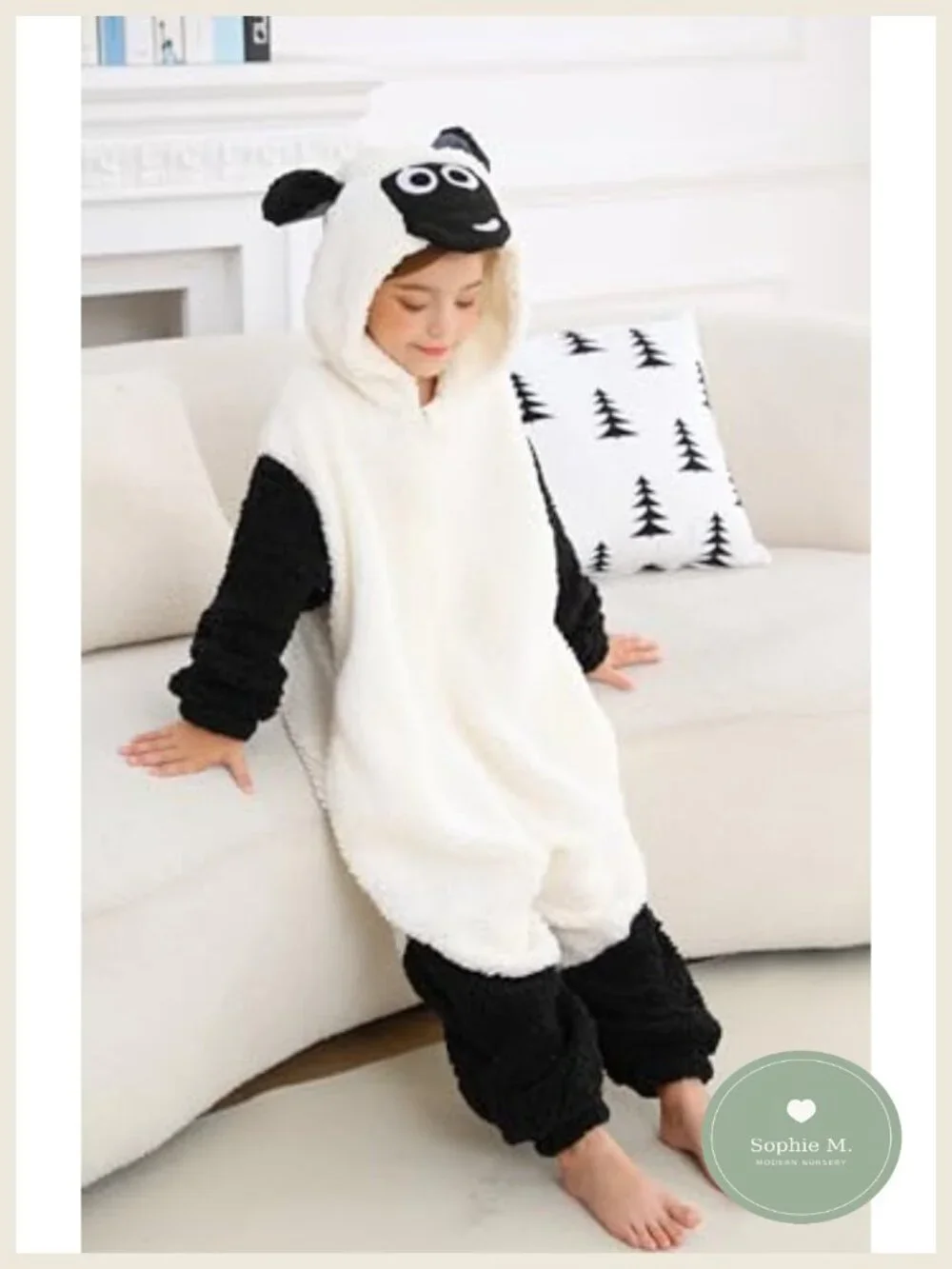 Sheep Onesie Pajamas Kids Animal Costume Sleepwear Cosplay Jumpsuit 4-12Y